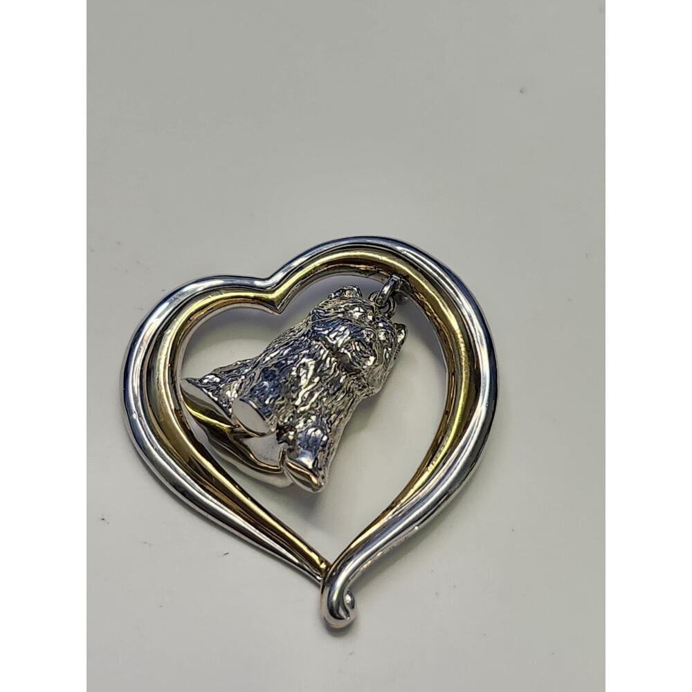 BGE 925 Sterling Silver I Love Westies Dog in Heart Pendant Two Tone